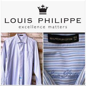 XXL 44cm Louis Philippe LS Blue-White Dress Shirt